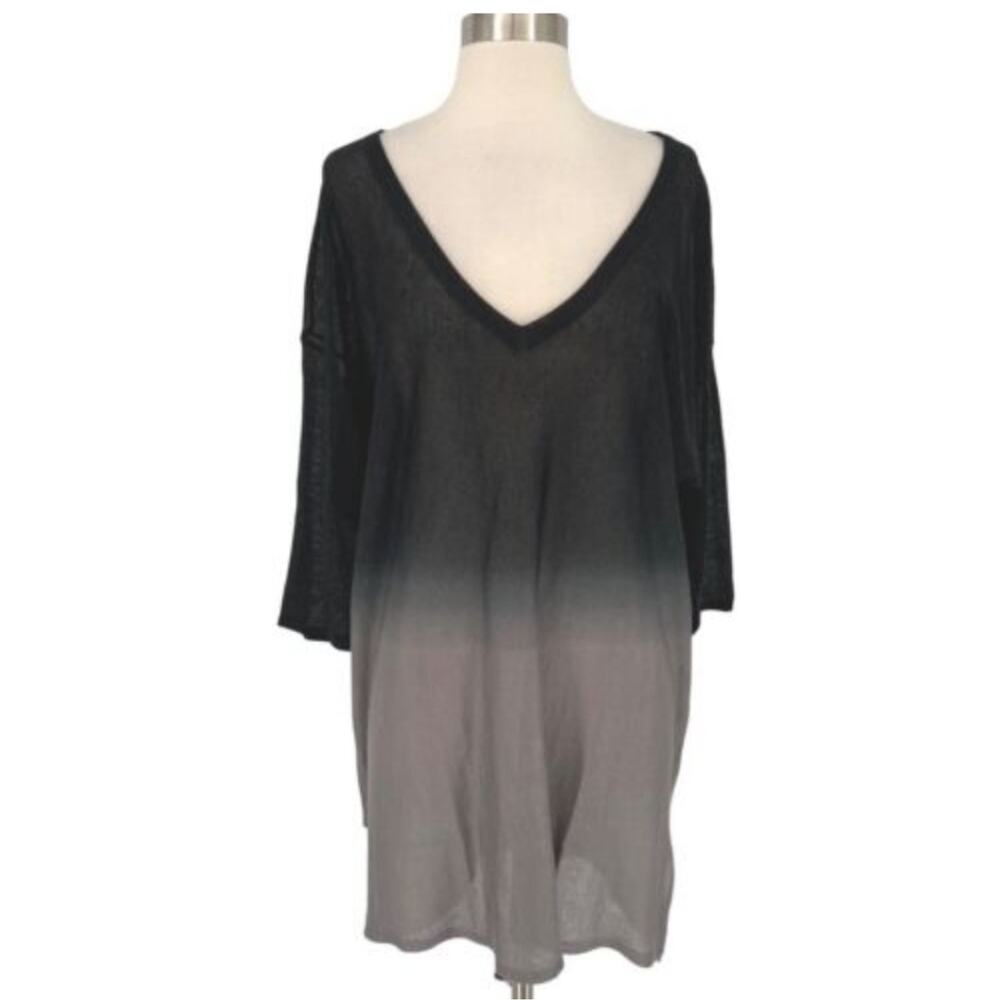 Lane Bryant Black Gray Ombre V-Neck Knit Sweater Tunic Plus Size 26/28 4X NWT